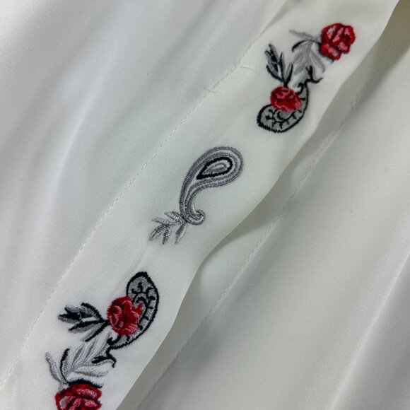 Vintage Koret Womens Size 14 Blouse Red Roses Embroidered Romantic Ivory - Picture 5 of 9